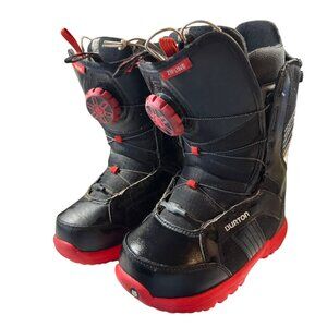 Burton Zipline BOA Kids Snowboard Boots Black/Red Size 4 Youth